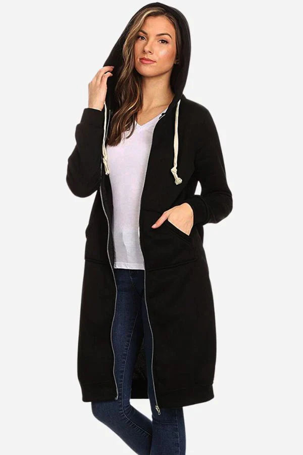 VYBE - Long Zipper Hoodie- Black
