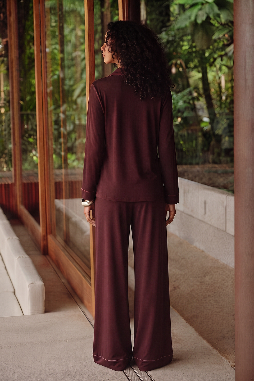 Cloud Pajama Set - Maroon
