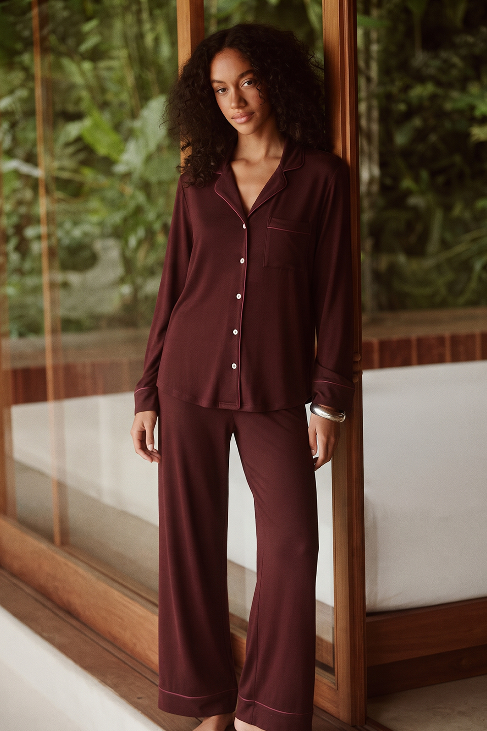 Cloud Pajama Set - Maroon