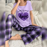 VYBE -  Purple With Love Heart Printed  Pj Suit