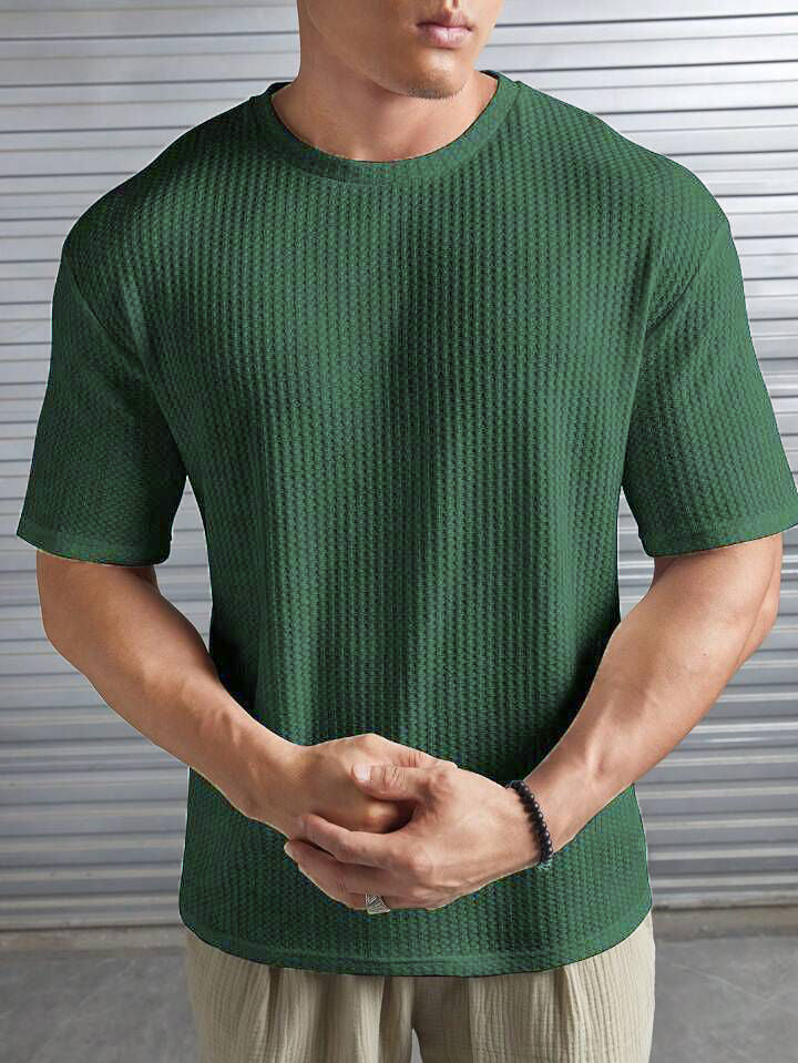 VYBE - Oversized Waffle Knit Tee For Men - Olive