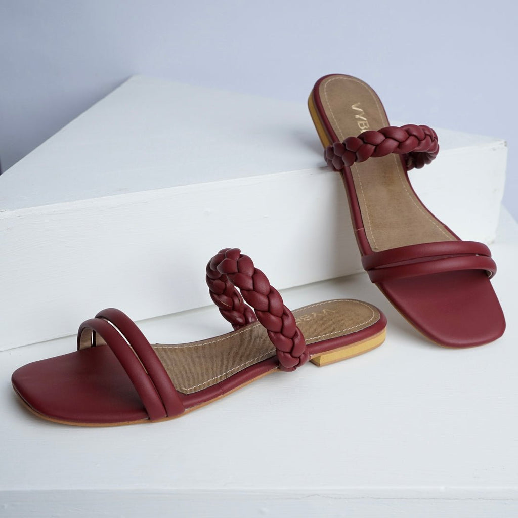 VYBE- Weave Slide Double Strap-Maroon