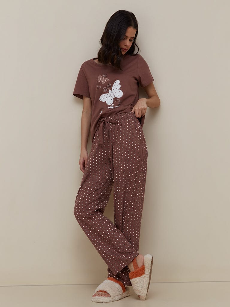VYBE - Fly Away with Me Printed PJ Suit - Brown