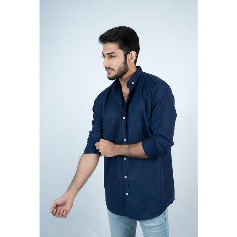 Vybe- Casual Solid Shirts- Navy blue