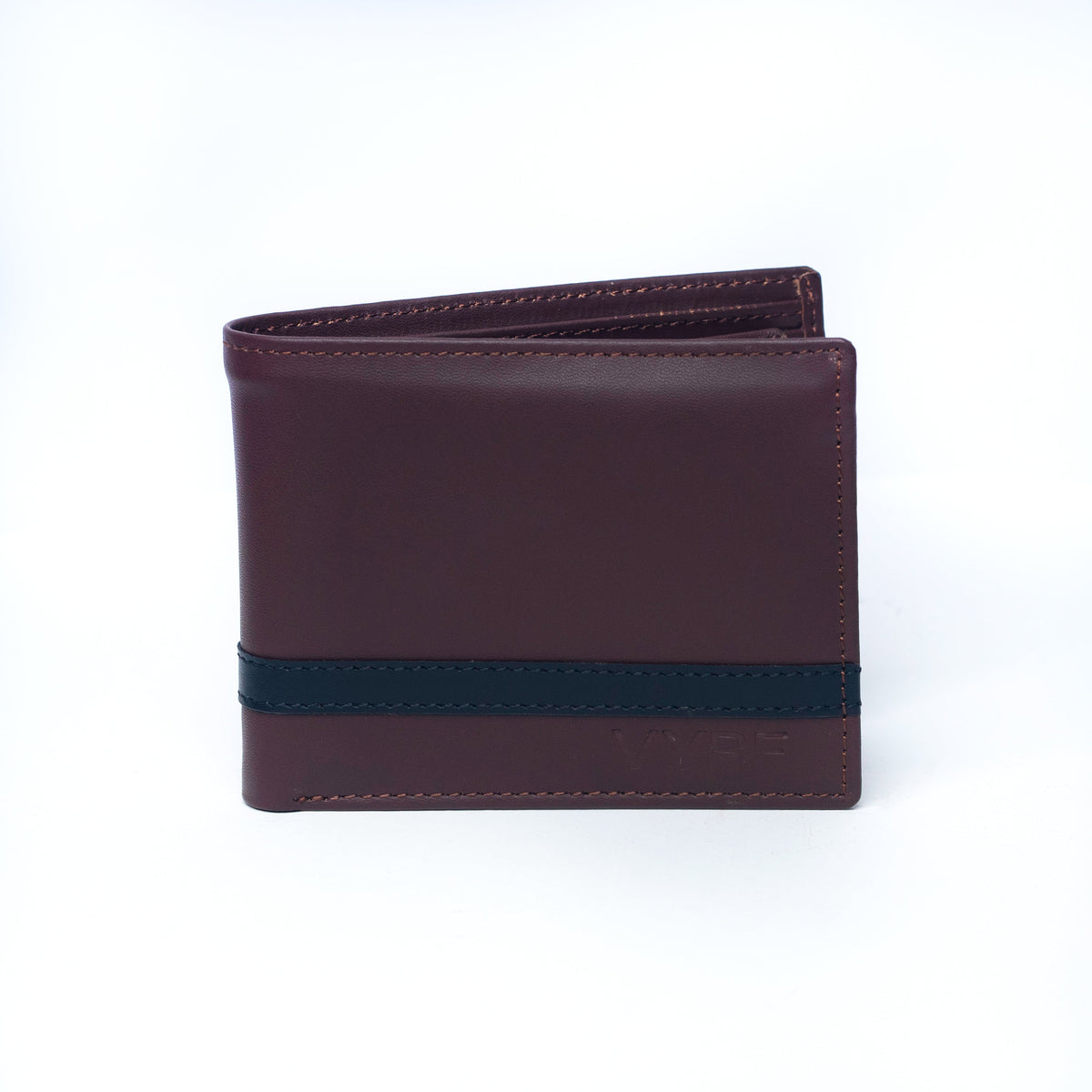 VYBE - Wallet  Brown With Black Pipping