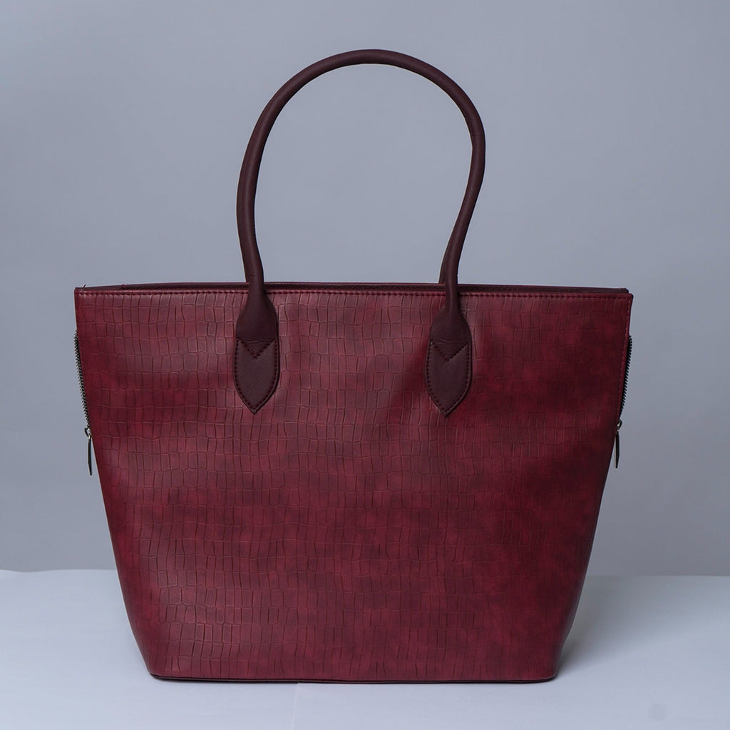 VYBE - Tote Bag - Maroon With Black Handle