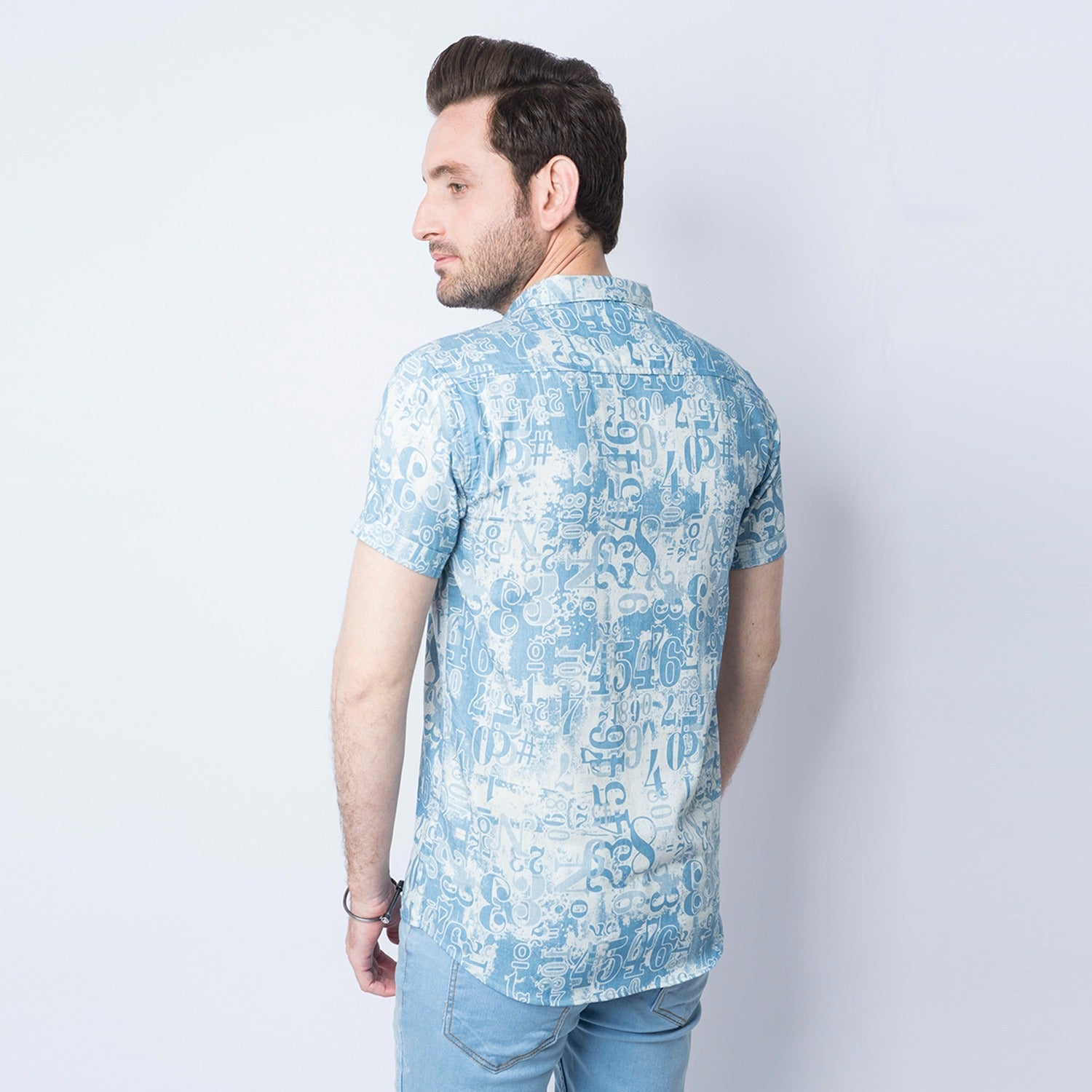 VYBE - Casual Shirt- Blue Half Sleeves