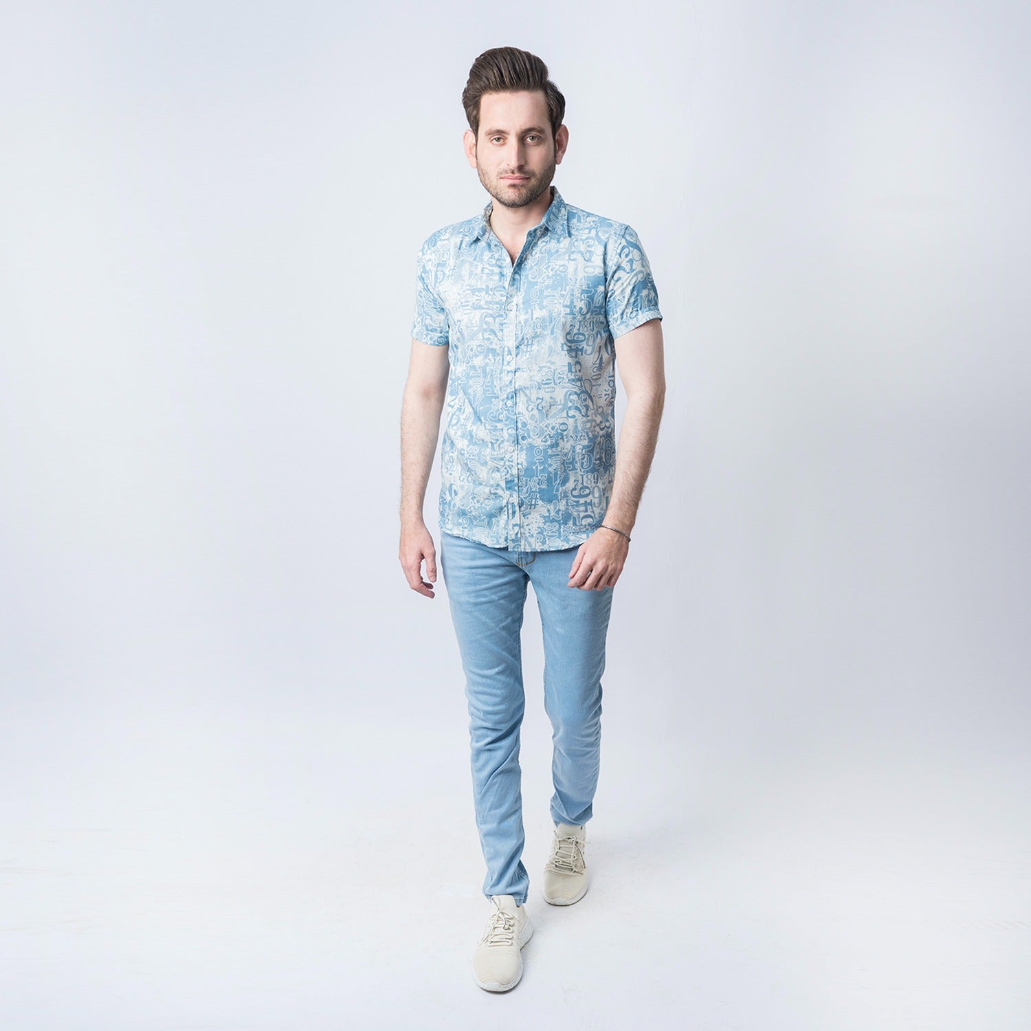 VYBE - Casual Shirt- Blue Half Sleeves