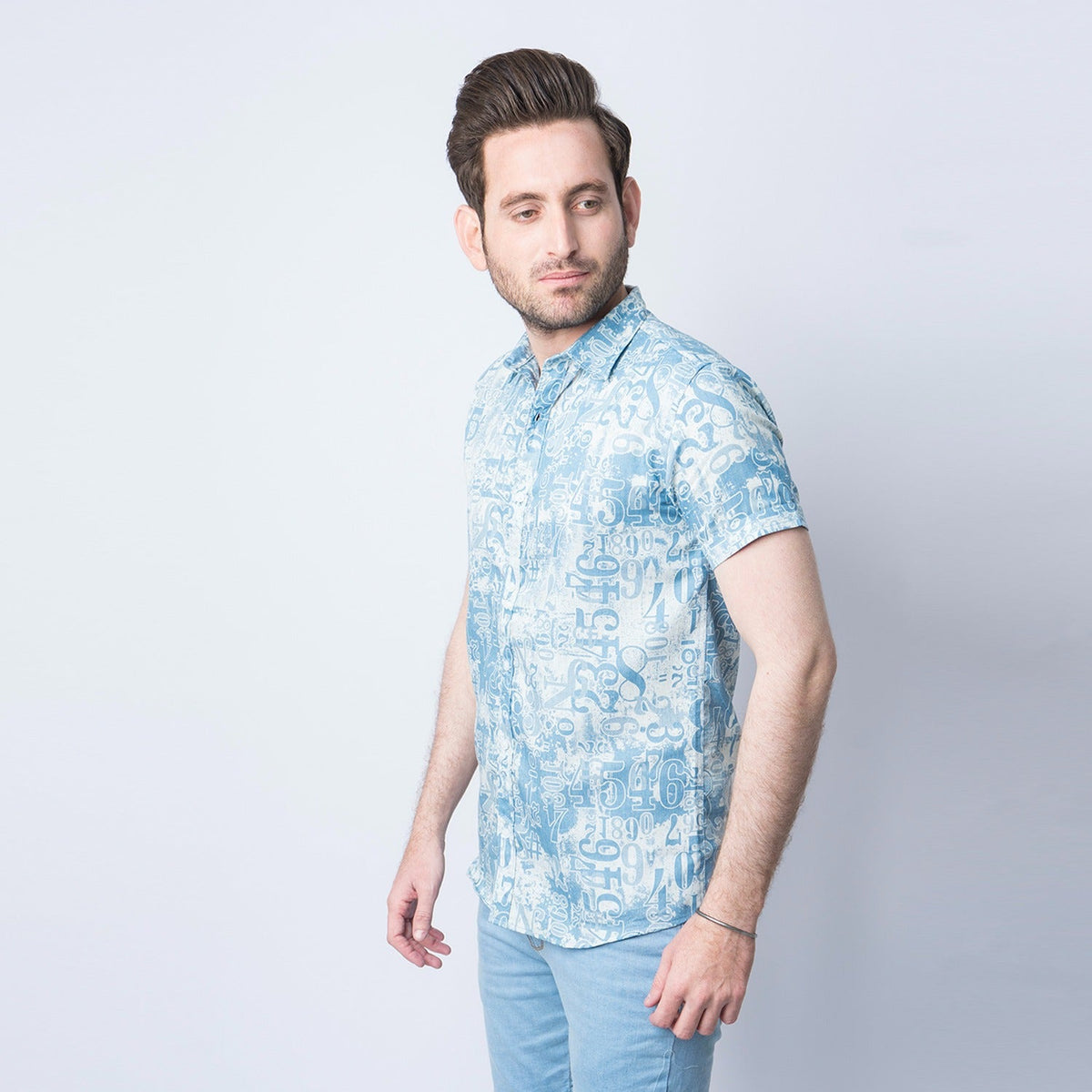 VYBE - Casual Shirt- Blue Half Sleeves