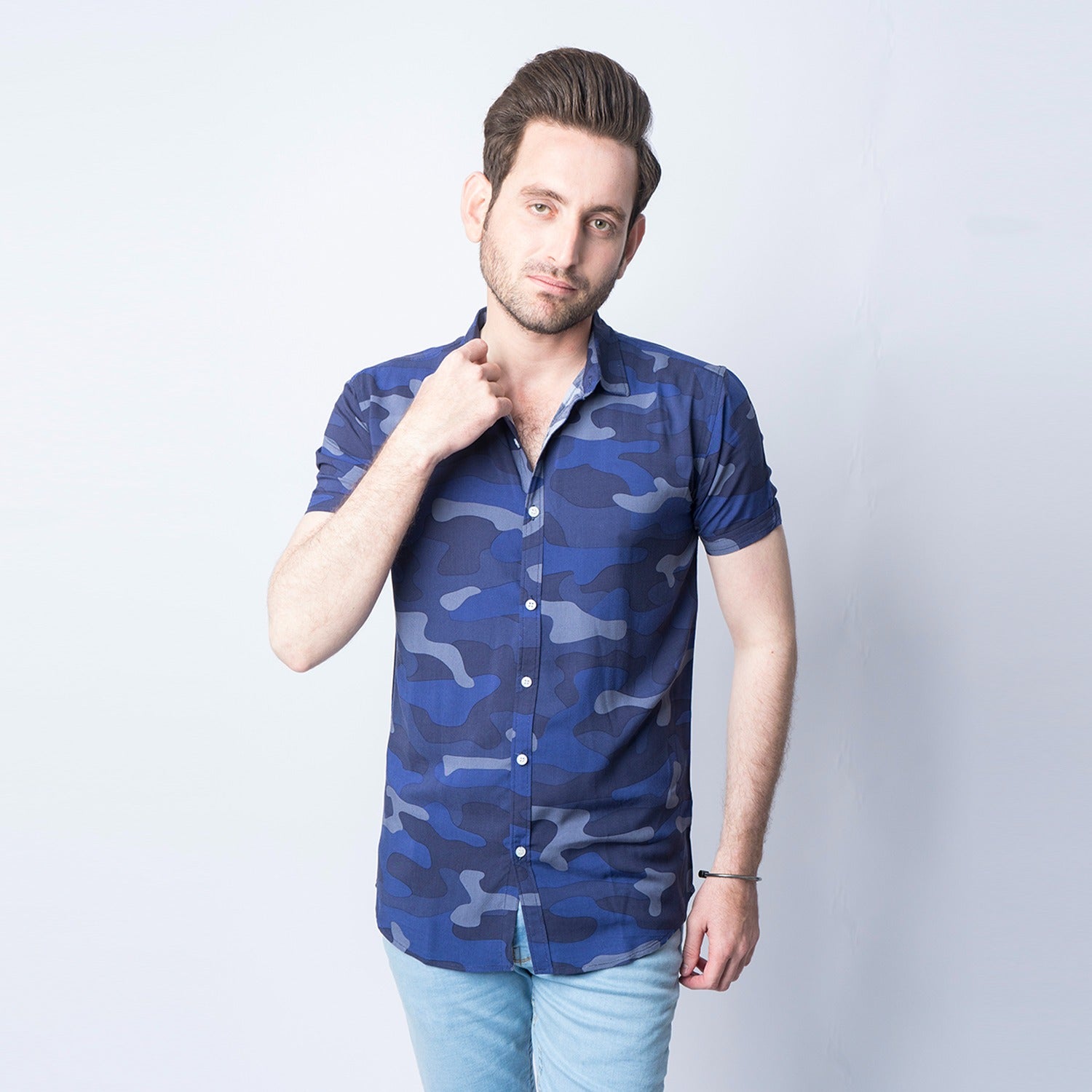 VYBE - Casual Shirts, camouflage Blue