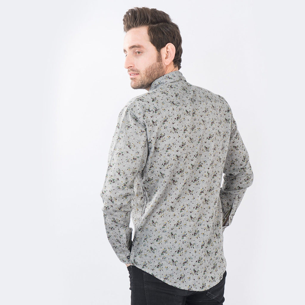 VYBE - Gray Patterned Casual Shirt