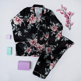 VYBE-Pj Set- Black/Pink Floral