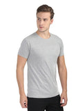 Vybe- Plain Round Neck Half Sleeves T-Shirt - Grey