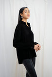 VYBE - velvet button shirt-Black