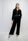 VYBE - x Munib Nawaz  Velvet Crop Zipper Jacket Black