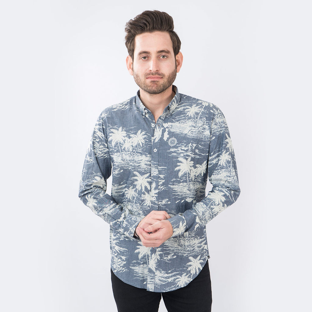 VYBE - Blue Floral Casual Shirt