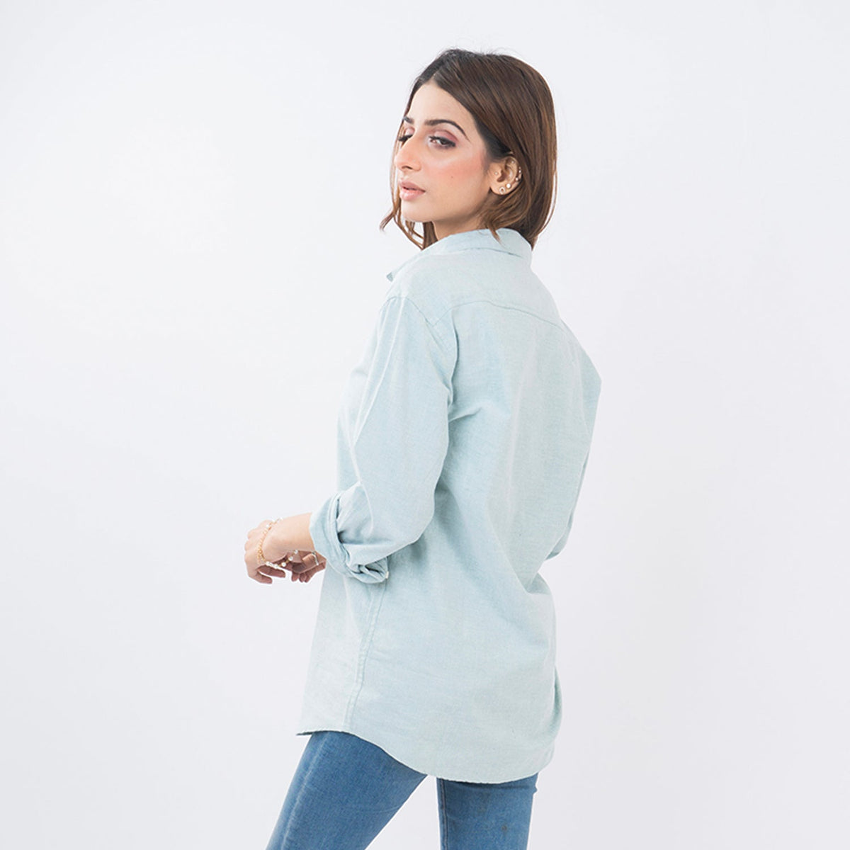 VYBE- Casual Solid Shirts- Mint Green