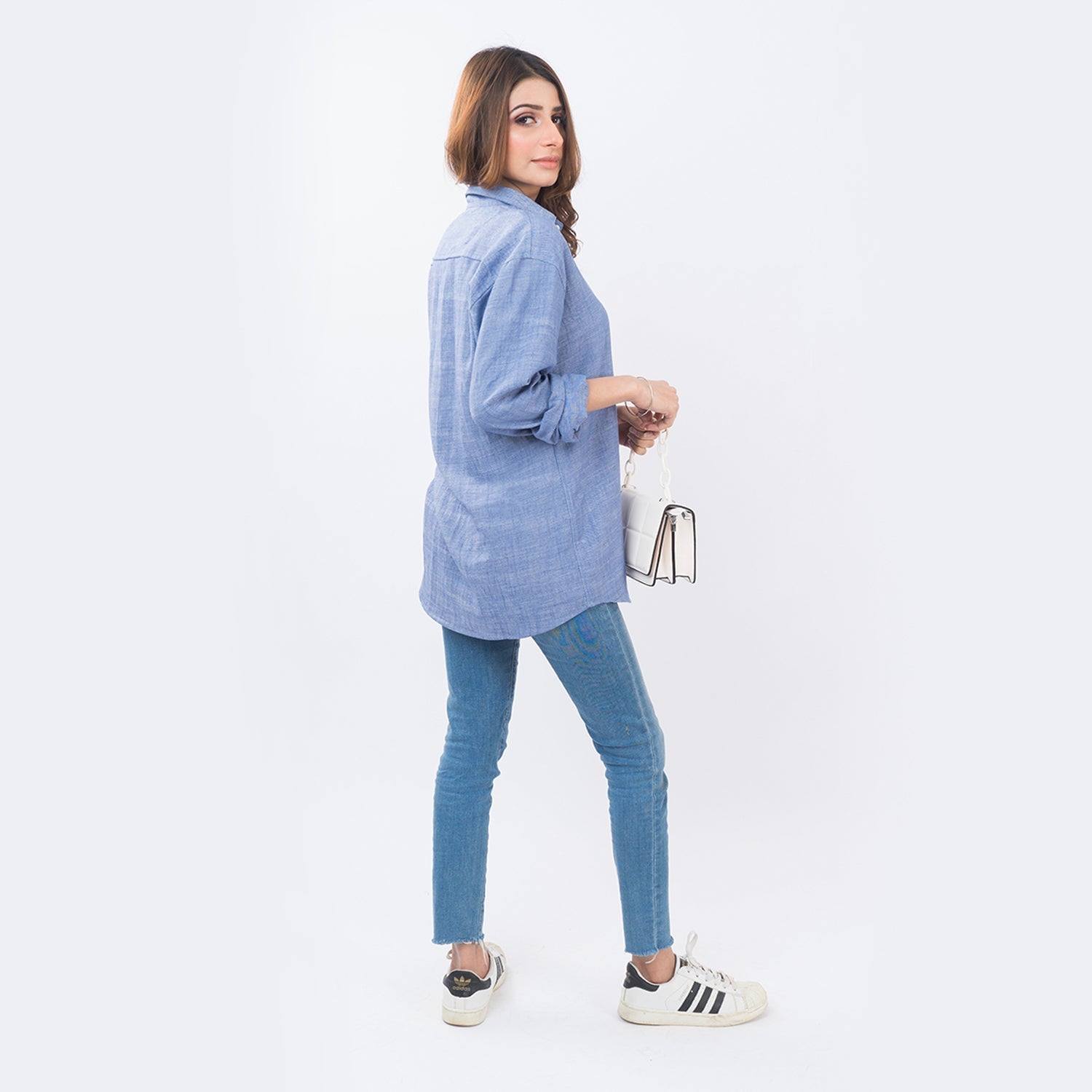 VYBE- Casual Solid Shirts- Denim Light Blue